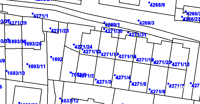 Parcela st. 4271/17 v KÚ Boskovice, Katastrální mapa