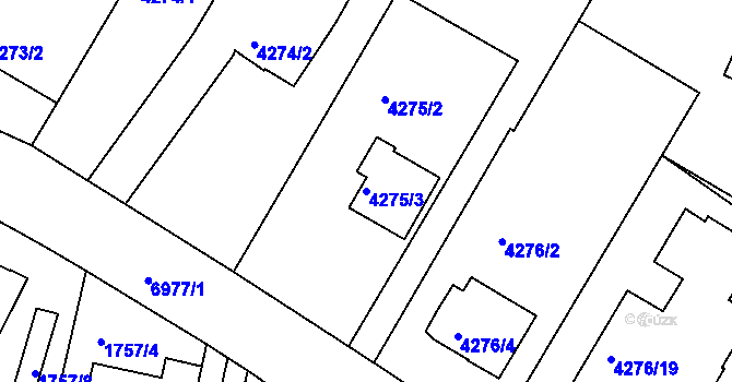 Parcela st. 4275/3 v KÚ Boskovice, Katastrální mapa