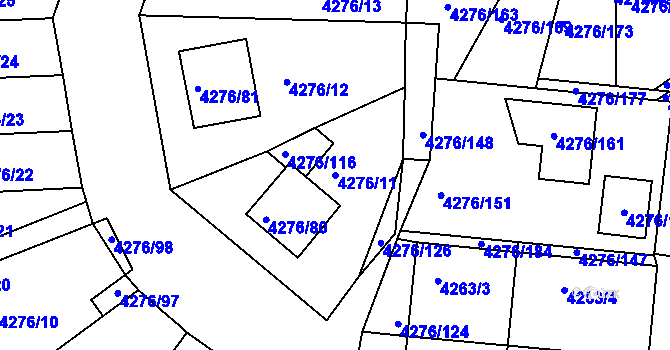Parcela st. 4276/11 v KÚ Boskovice, Katastrální mapa