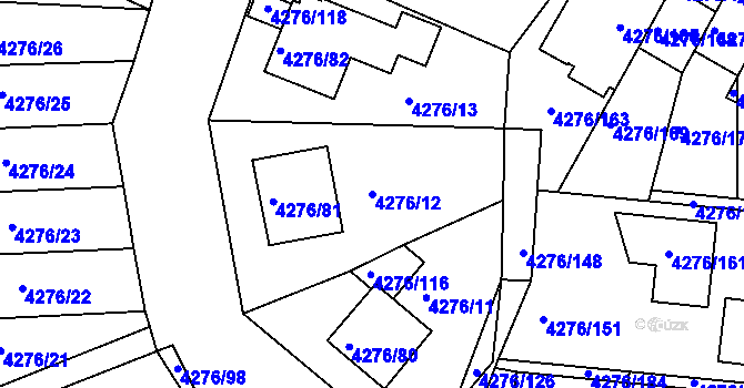 Parcela st. 4276/12 v KÚ Boskovice, Katastrální mapa