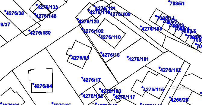 Parcela st. 4276/18 v KÚ Boskovice, Katastrální mapa