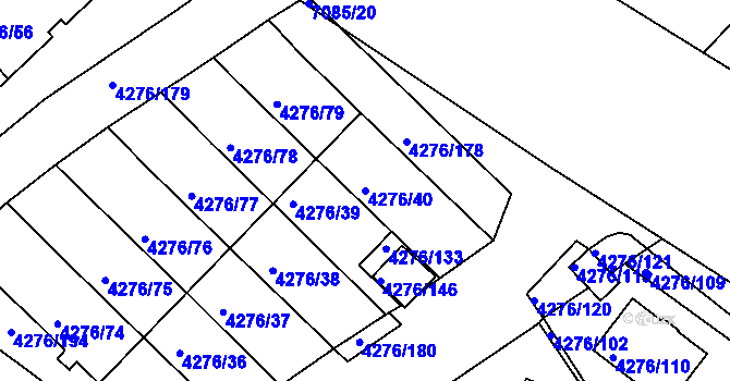 Parcela st. 4276/40 v KÚ Boskovice, Katastrální mapa