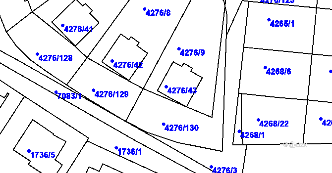 Parcela st. 4276/43 v KÚ Boskovice, Katastrální mapa