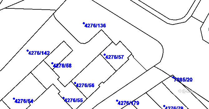 Parcela st. 4276/57 v KÚ Boskovice, Katastrální mapa