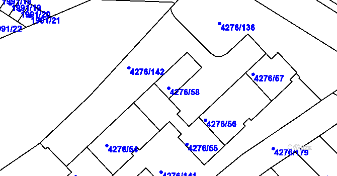 Parcela st. 4276/58 v KÚ Boskovice, Katastrální mapa