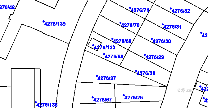 Parcela st. 4276/68 v KÚ Boskovice, Katastrální mapa