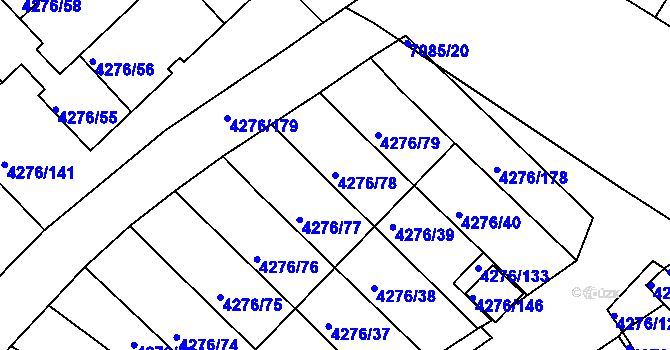 Parcela st. 4276/78 v KÚ Boskovice, Katastrální mapa