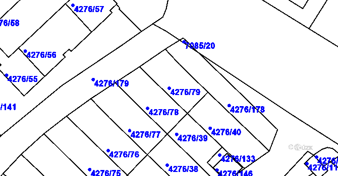 Parcela st. 4276/79 v KÚ Boskovice, Katastrální mapa