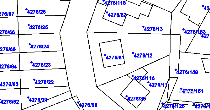 Parcela st. 4276/81 v KÚ Boskovice, Katastrální mapa