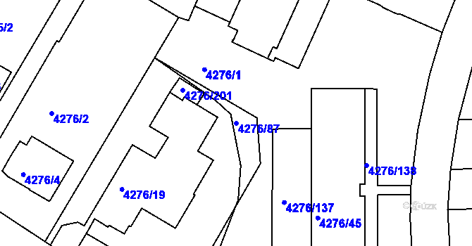 Parcela st. 4276/87 v KÚ Boskovice, Katastrální mapa