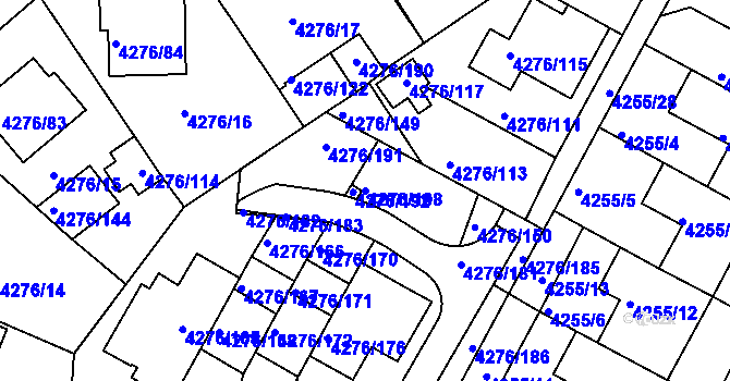 Parcela st. 4276/108 v KÚ Boskovice, Katastrální mapa