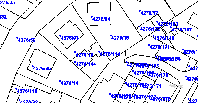 Parcela st. 4276/114 v KÚ Boskovice, Katastrální mapa