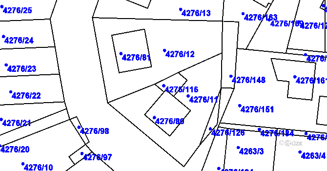 Parcela st. 4276/116 v KÚ Boskovice, Katastrální mapa