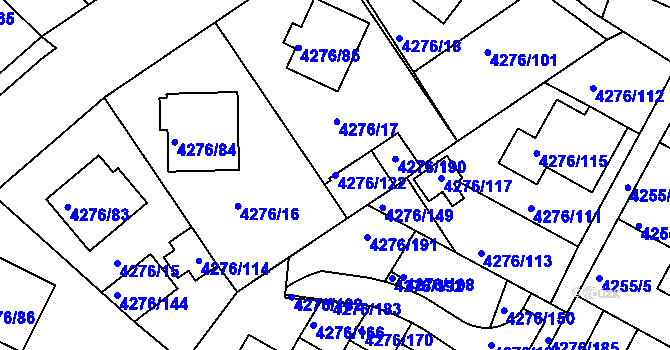 Parcela st. 4276/122 v KÚ Boskovice, Katastrální mapa