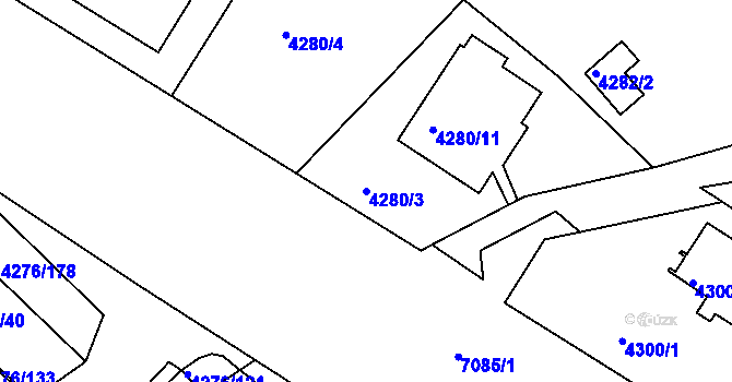 Parcela st. 4280/3 v KÚ Boskovice, Katastrální mapa