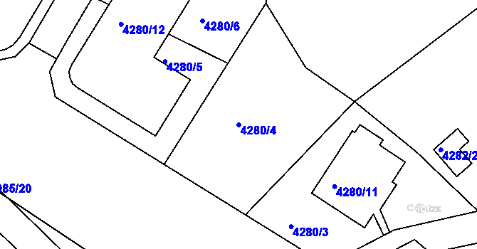 Parcela st. 4280/4 v KÚ Boskovice, Katastrální mapa