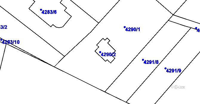 Parcela st. 4290/2 v KÚ Boskovice, Katastrální mapa