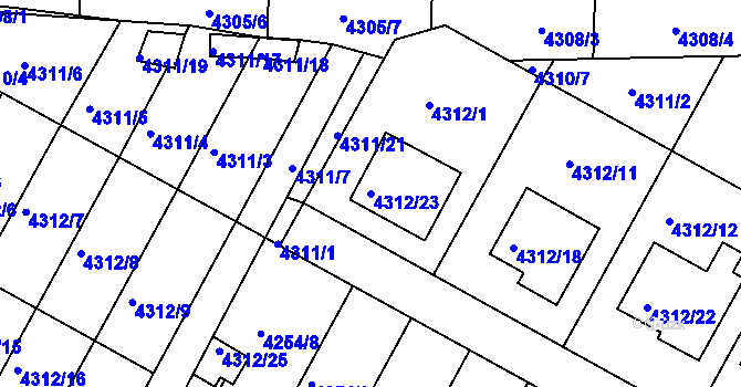 Parcela st. 4312/23 v KÚ Boskovice, Katastrální mapa