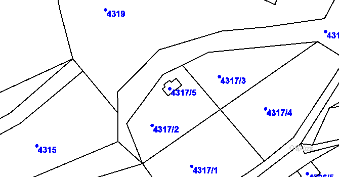 Parcela st. 4317/5 v KÚ Boskovice, Katastrální mapa
