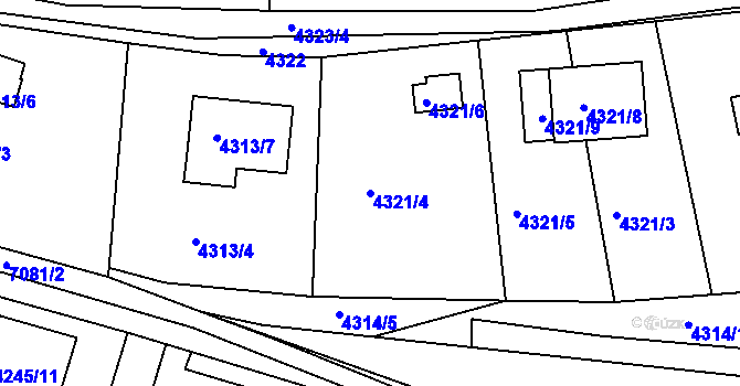 Parcela st. 4321/4 v KÚ Boskovice, Katastrální mapa
