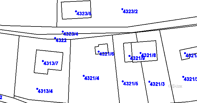 Parcela st. 4321/6 v KÚ Boskovice, Katastrální mapa