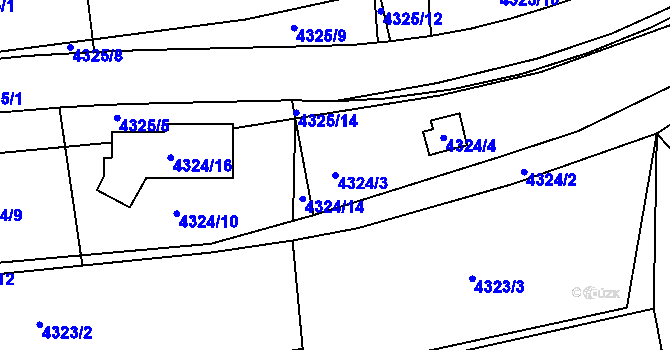 Parcela st. 4324/3 v KÚ Boskovice, Katastrální mapa