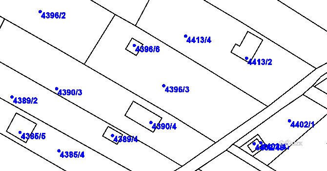 Parcela st. 4396/3 v KÚ Boskovice, Katastrální mapa