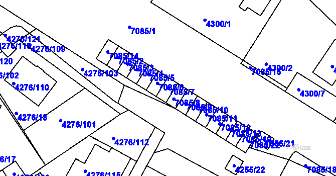 Parcela st. 7085/7 v KÚ Boskovice, Katastrální mapa