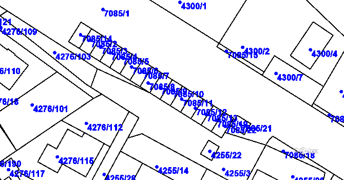 Parcela st. 7085/10 v KÚ Boskovice, Katastrální mapa