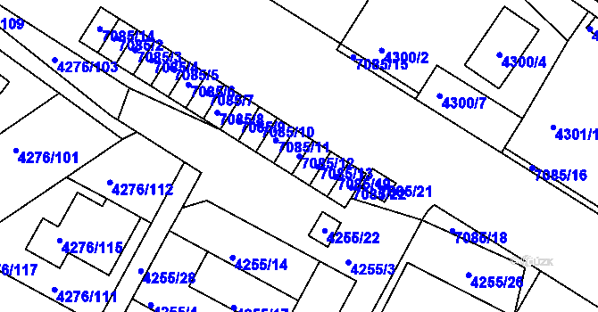 Parcela st. 7085/12 v KÚ Boskovice, Katastrální mapa