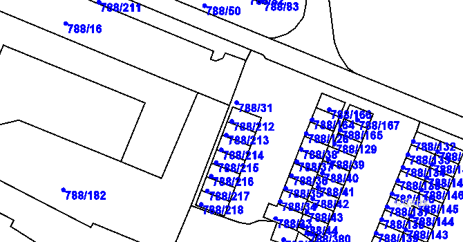 Parcela st. 788/212 v KÚ Boskovice, Katastrální mapa