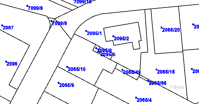 Parcela st. 2095/5 v KÚ Boskovice, Katastrální mapa