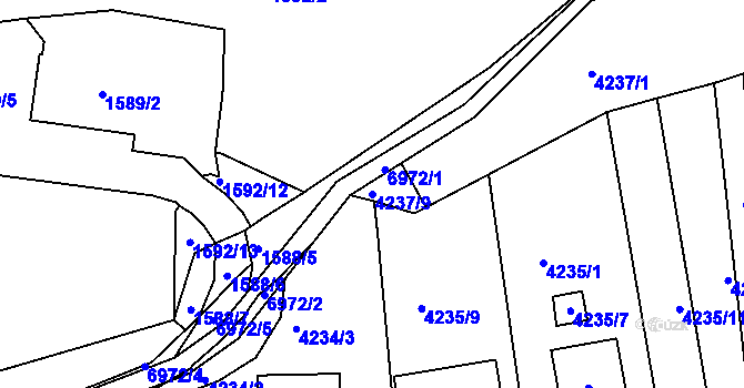 Parcela st. 4237/9 v KÚ Boskovice, Katastrální mapa