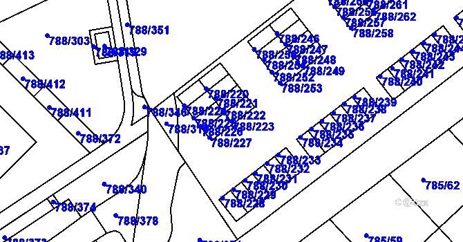 Parcela st. 788/223 v KÚ Boskovice, Katastrální mapa