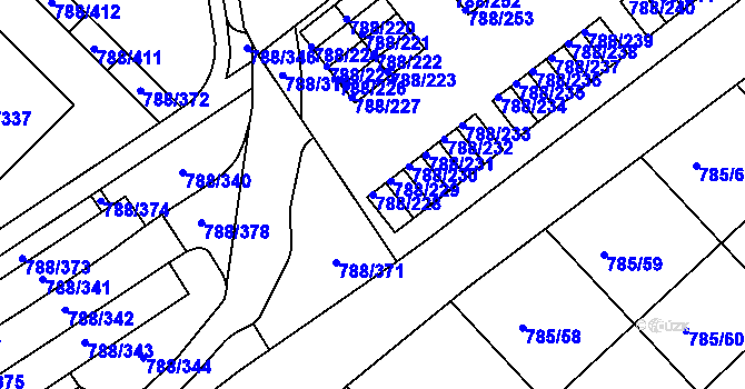 Parcela st. 788/228 v KÚ Boskovice, Katastrální mapa