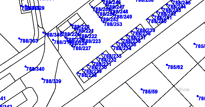 Parcela st. 788/233 v KÚ Boskovice, Katastrální mapa