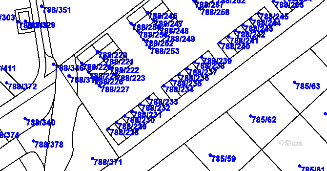 Parcela st. 788/234 v KÚ Boskovice, Katastrální mapa