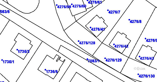 Parcela st. 4276/128 v KÚ Boskovice, Katastrální mapa