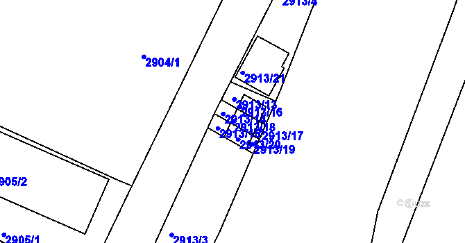 Parcela st. 2913/18 v KÚ Boskovice, Katastrální mapa