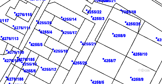 Parcela st. 4255/21 v KÚ Boskovice, Katastrální mapa