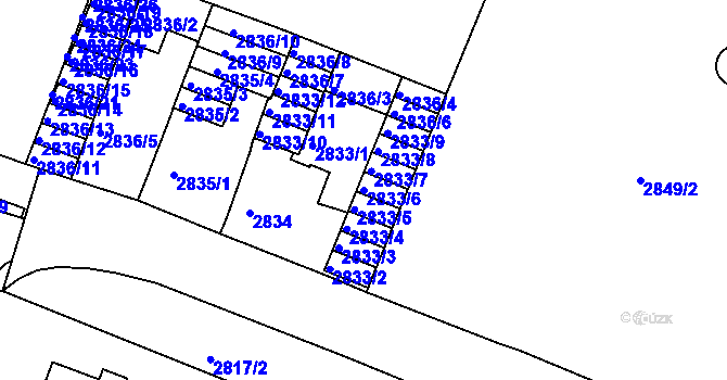 Parcela st. 2833/6 v KÚ Boskovice, Katastrální mapa
