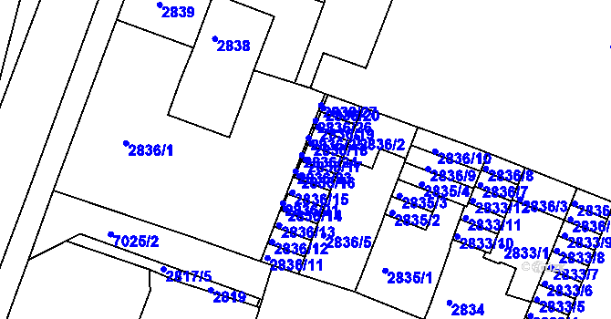 Parcela st. 2836/17 v KÚ Boskovice, Katastrální mapa