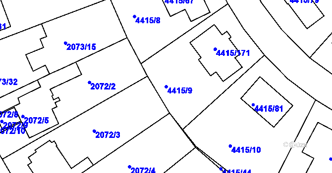Parcela st. 4415/9 v KÚ Boskovice, Katastrální mapa