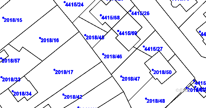 Parcela st. 2018/46 v KÚ Boskovice, Katastrální mapa