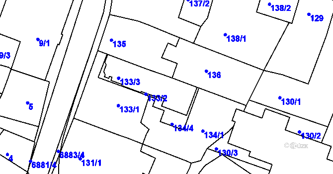 Parcela st. 134/2 v KÚ Boskovice, Katastrální mapa