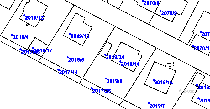 Parcela st. 2019/24 v KÚ Boskovice, Katastrální mapa