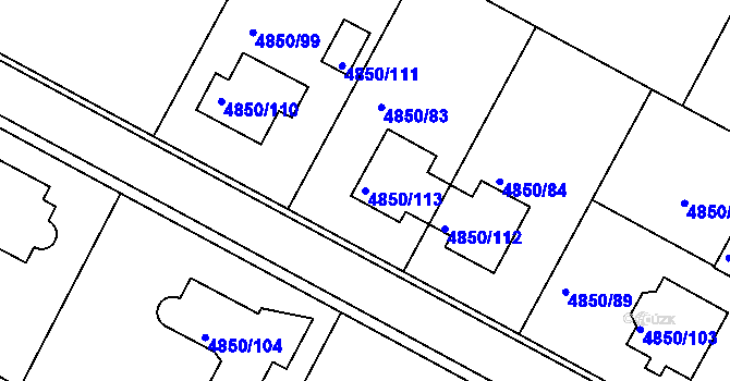 Parcela st. 4850/113 v KÚ Boskovice, Katastrální mapa