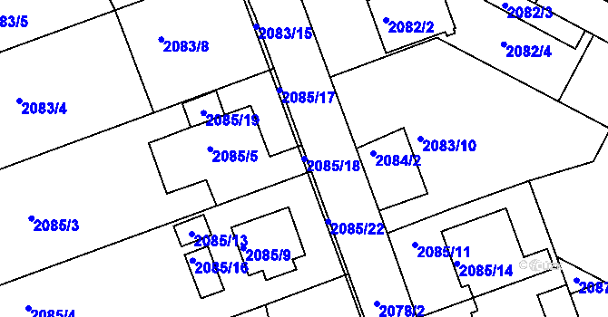 Parcela st. 2085/18 v KÚ Boskovice, Katastrální mapa