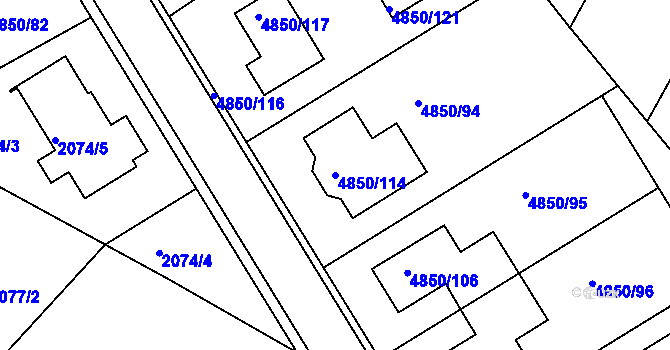 Parcela st. 4850/114 v KÚ Boskovice, Katastrální mapa