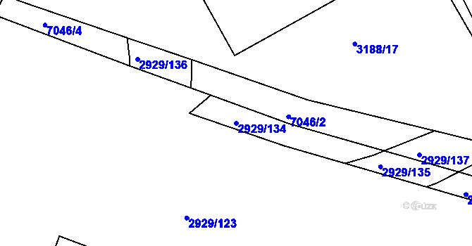 Parcela st. 2929/134 v KÚ Boskovice, Katastrální mapa